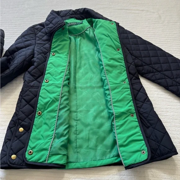 Ralph Lauren Quilted Navy Blazer Jacket with Green Lining - Picture 12 of 14